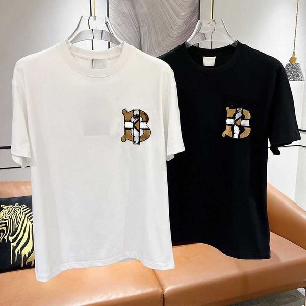 

mens tshirt summer sweatshirt tracksuit designer t shirt burb towel velvet embroidery letter crop men women short sleeve tee loose luxury co, White;black