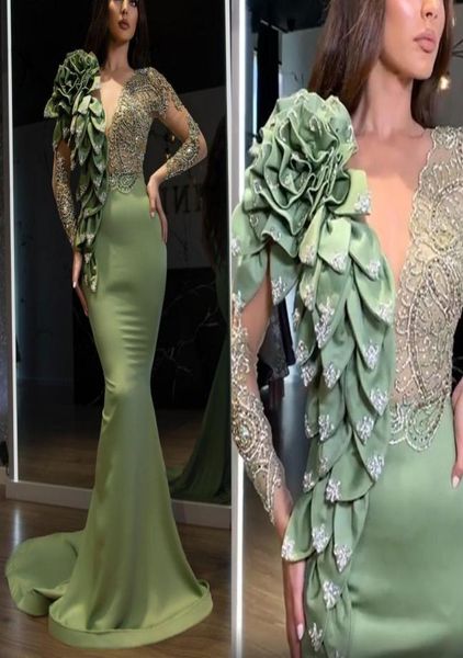 

arabic mermaid evening dresses sheer vneck long sleeves lace beaded prom dress crystals formal party second reception gowns6698354, Black;red