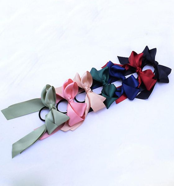 

6 color fashion summer ponytail scarf elastic hair rope for women hair bow ties scrunchies hair bands flower print ribbon hairband7898865, Slivery;white