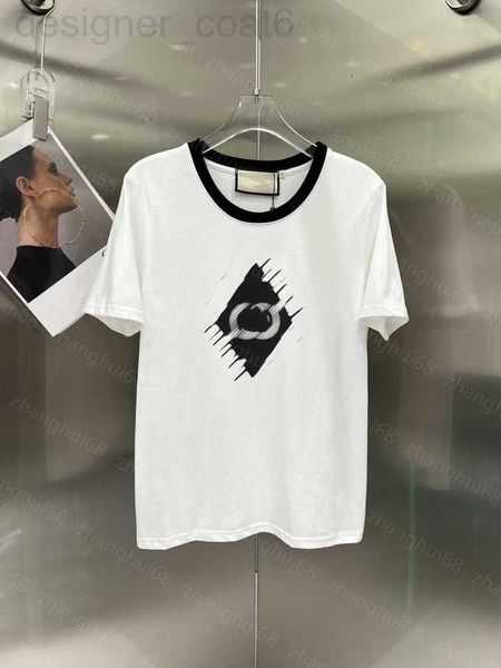 

women's t-shirt designer 23ss womens clothing tee womens round neck pure cotton color matching and drilling printing short sleeve t-shi, White