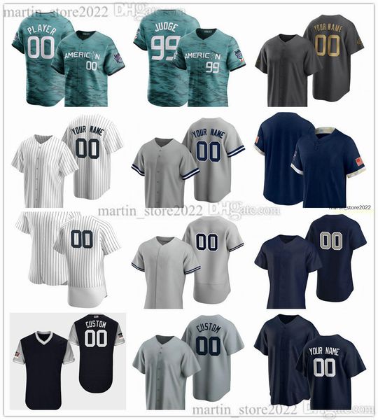 

2023 all-star baseball jerseys 99 aaron judge 45 gerrit cole 25 gleyber torres 65 nestor cortes jr. 2 derek jeter 7 mantle 3 babe ruth 11 an, Blue;black
