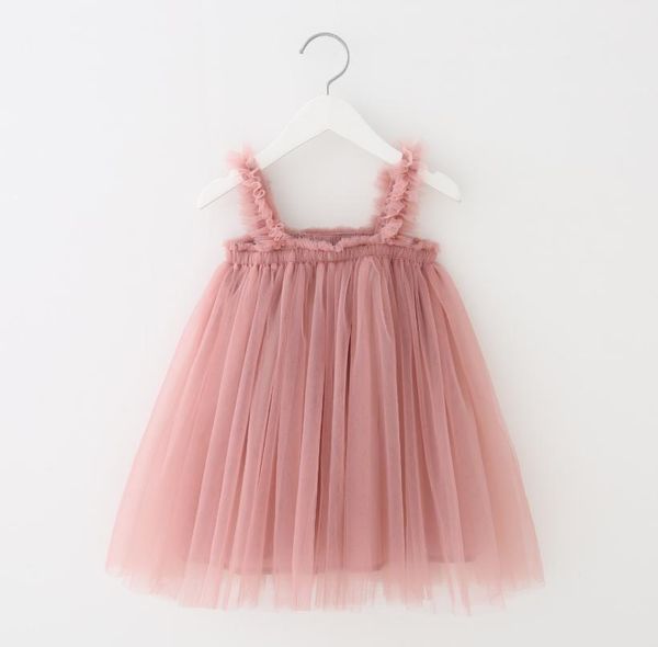 

18 colors ins baby girls tutu dress kids summer sling gauze skirt party elegant agaric lace rainbow4976962, Red;yellow
