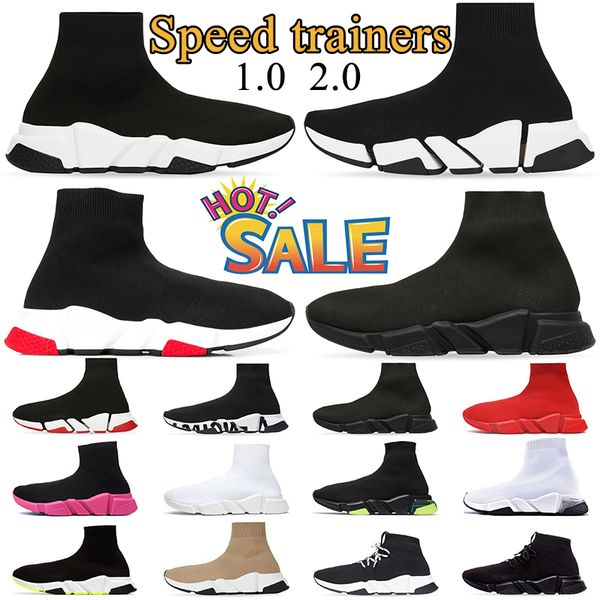 

sock shoes men women designer luxury casual shoes platform sneakers speed trainer 1.0 2.0 triple white black red clear sole lace up outdoor