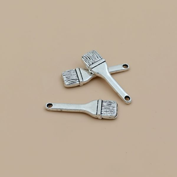 

100pcs charms paint brush for necklace bracelet diy craft findings supplies making (ancient silver) a-054, Bronze;silver