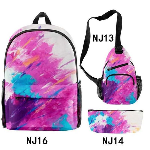

printed creative tie-dye doodle oil painting around the set of shoulder bags crossbody bag pencil bag set 0704-111
