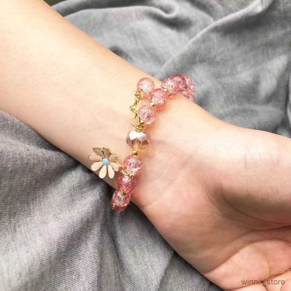

charm bracelets new flowers bracelet colorful bracelet handmade elastic rope women fashion jewelry pulceras r230704, Golden;silver
