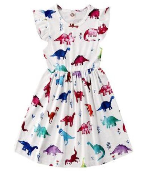 

2020 baby summer clothing toddler kids baby girls dresses colorful dinosaur dress party princess floral clothes8337394, Red;yellow
