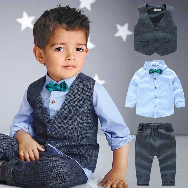 

suits 2-7years/3pcs kids boys clothes spring autumn children clothing baby outfits gentleman vest shirt pant child boys costume a087hkd23070, Black