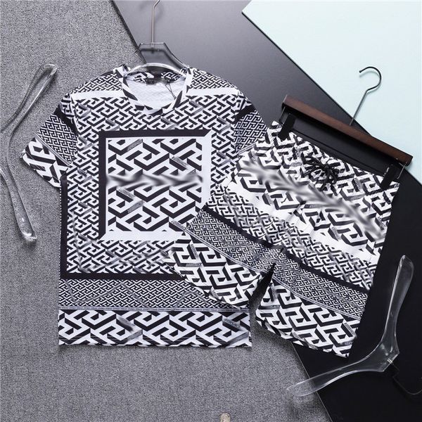 

mens tracksuits t shirt sets essen letter streetwear casual breathable summer suits shorts tees outdoor sports suits sportswear set 003, Gray
