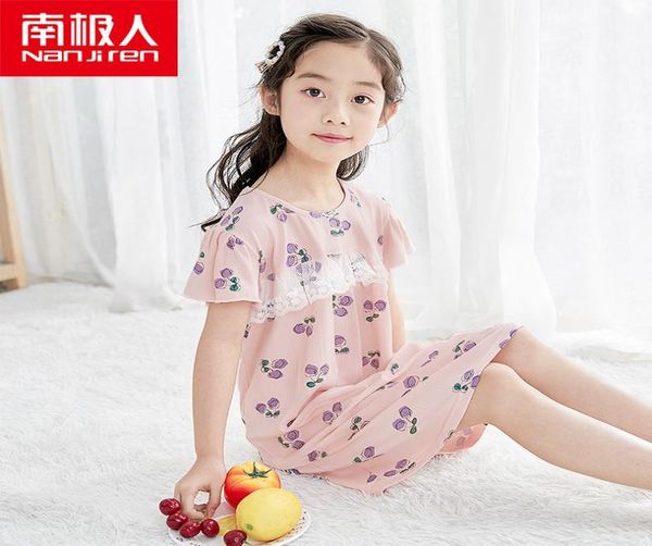 

nanjiren nightgowns child dress modal pajamas lace dress girl night dresses kids pajamas dress for girl 418 years old xxx girls y3698090, Blue;red