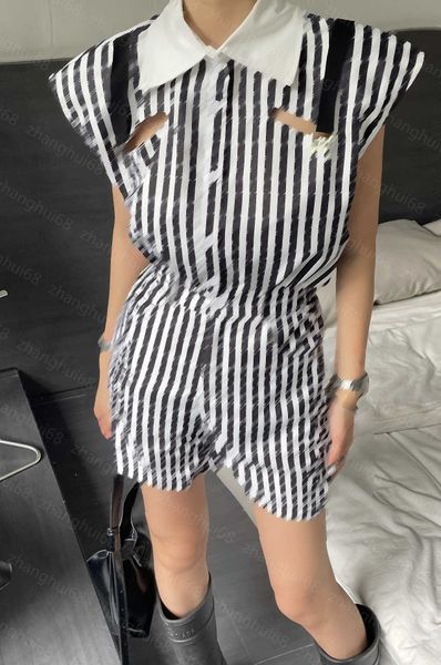 

23ss womens designer clothing women pants sets casual suit patchwork lapel letter logo printed striped sleeveless shirt shorts set women clo, White