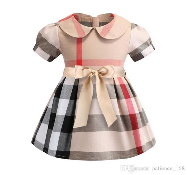 

girls plaid dress 2019 ins new styles summer girl kids cute doll collar plaid printed short sleeve kids cotton dr4224020, Red;yellow
