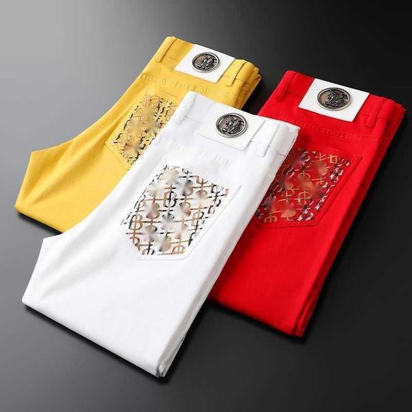 

summer slim mens jeans burb trousers designer pants fashion classic straight leg denim pants men sweatants tb embroidered jeans, Blue