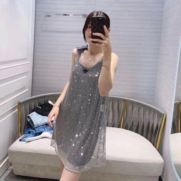 

designer diamond womens casual dresses fashion chain tanks ladies elegant letter blouses women sleeveless casual tank fashion dresses woma, Black;gray