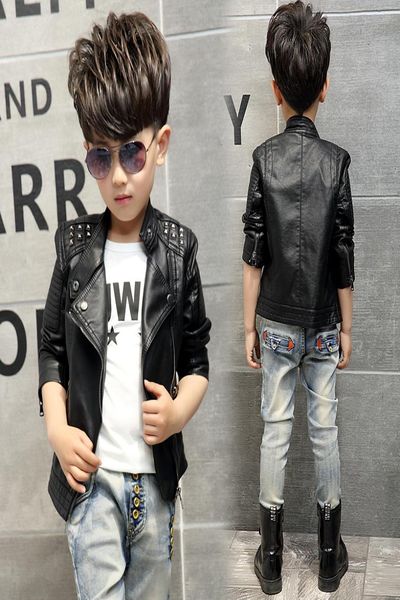 

teenager girl boys leather jacket boys casual black solid children outerwear kids girls coats winter leather jackets 2017 new5214674, Blue;gray