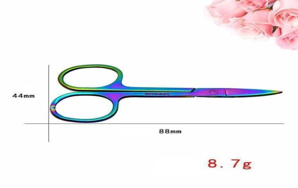 

professional rainbow color stainless steel eyebrow tweezer eyebrow mini scissors clip antistatic face hair remover tool3262934