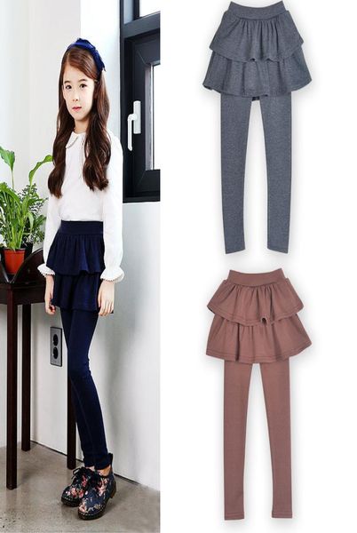 

girls leggings fake two pieces skirt pants autumn spring baby leggings boutique kids clothes children trousers tights 7 colors m101551686, Blue