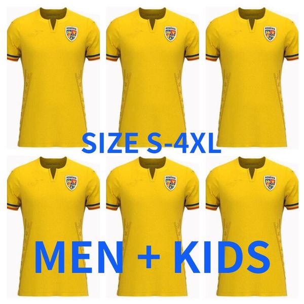 

2023 romania soccer jerseys marin stanciu olaru cialdau morutan dragusin tanase home away third jersey football shirts 23 24 man kids kit, Black
