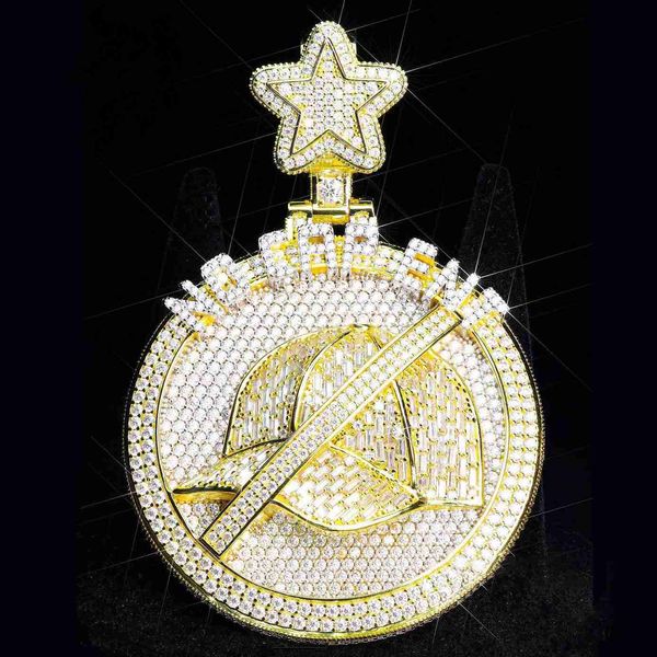 

custom 3d name letter pendant 10k 14k solid karat gold vvs moissanite vermeil yellow gold diamond hip hop pendant fine jewelry, Silver
