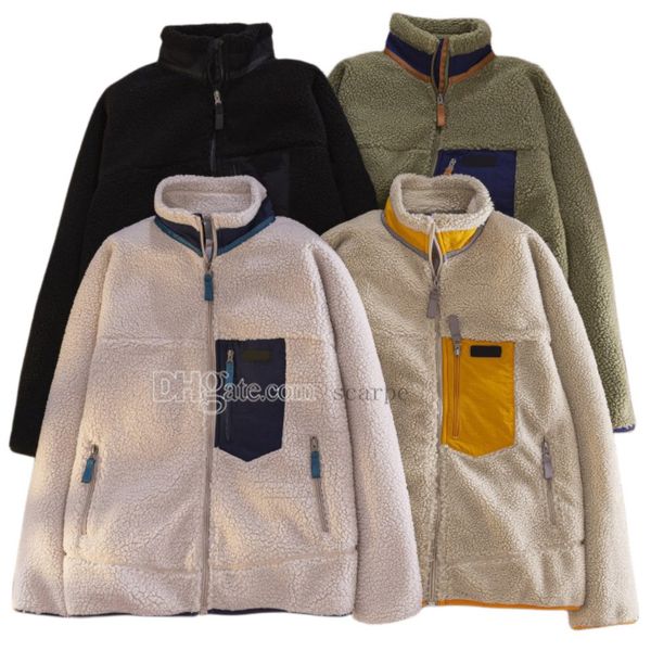 

winter designer patagonias jackets half zipper stand collar sweater fleece warmth american fashion brand outdoor tooling wind outdoor, Black;brown