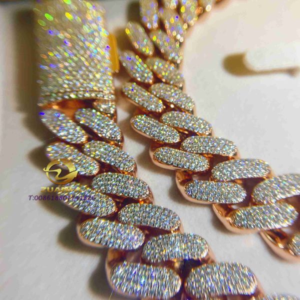 

custom hip hop chain iced out d color vvs diamond cuban link moissanite, Silver