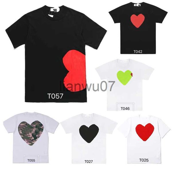

mens tshirts fashion mens play t shirt designer red heart shirt commes casual women shirts des badge garcons high quanlity tshirts cotton em, White;black