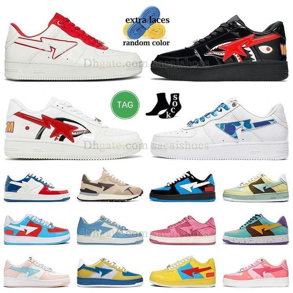 

designer new casual shoes sk8 shark white red abc camo white blue patent leather green camo combo red shark black mens women sneaker sta pla