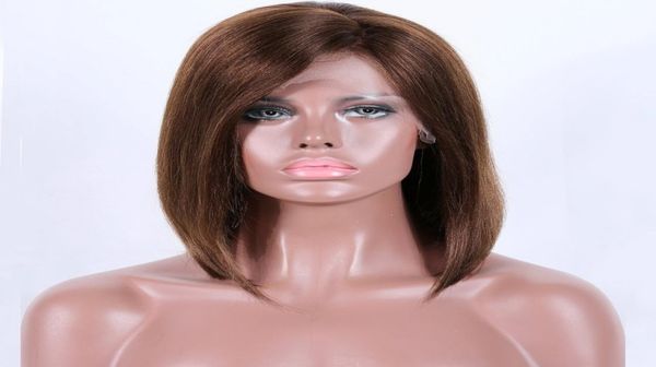 

dark brown human hair bob wigs straight lace front wig short virgin malaysian glueless full lace bob wig with baby hair color 44957866, Black;brown