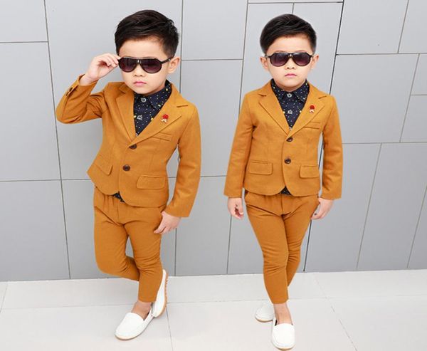 

children formal suits sets wedding dress costume kids blazer pants 2pcs clothing set boys fashion party performance clothes3190387, White
