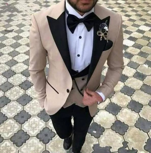 

fashion slim fit light khaki groom tuxedos excellent men wedding tuxedos men formal business prom party suit jacketpantstieves9111346, Black;gray