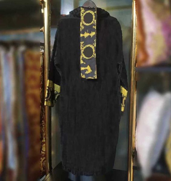 

men's sleepwear mens womens home robes shawl collar cotton soft fluffy designer brand luxury vintage bathrobe pajamas lovers absorbent, Black;brown