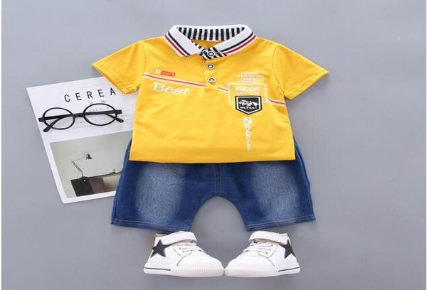 

children039s suit summer new boy letter no shortsleeved denim shorts two children039s suit toddler boy clothes7777866, White