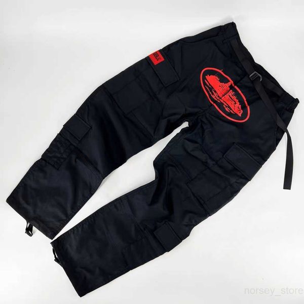 

cortez alcatraz cargo pants multi pocket side button loose casual sports straight leg leggings men 3 hnwb, Black