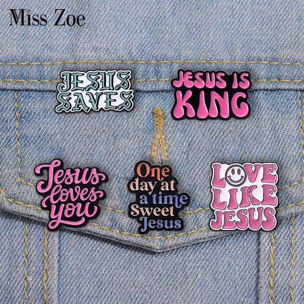

love like jesus saves enamel pins custom sweet jesus banner brooches lapel badges quotes jewelry gift for kids friends, Gray