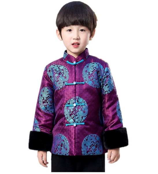 

fleece boys chinese traditional costume coat clothes kids quilted jacket children outfit boy039s outerwear tang suit hanfu3442738, Red;yellow