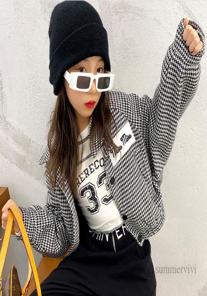 

fashion kids plaid jacket big girls letter printed lapel long sleeve outwear 2021 fall children loose casual clothes q11165685291, Blue;gray