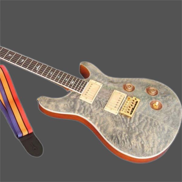 

custom 6-string prs electric guitar, beige quilted jacket, gold hardware, new