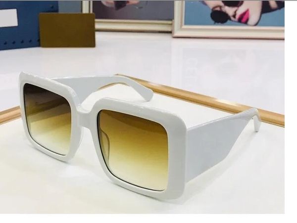 

2023 women men sunglasses white width plank full frame yellow gradient color square glasses available with box, White;black