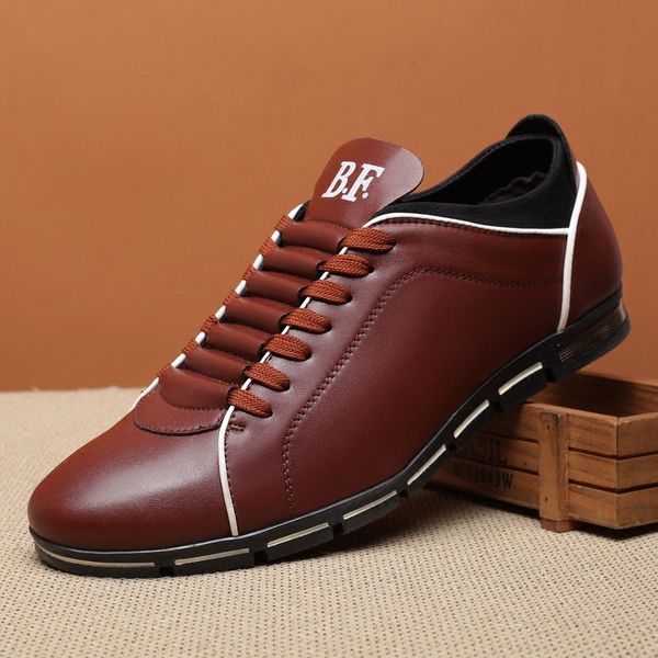 

dress shoes spring autumn men casual sneakers fashion solid leather formal business sport flat round toe light breathable 230703, Black