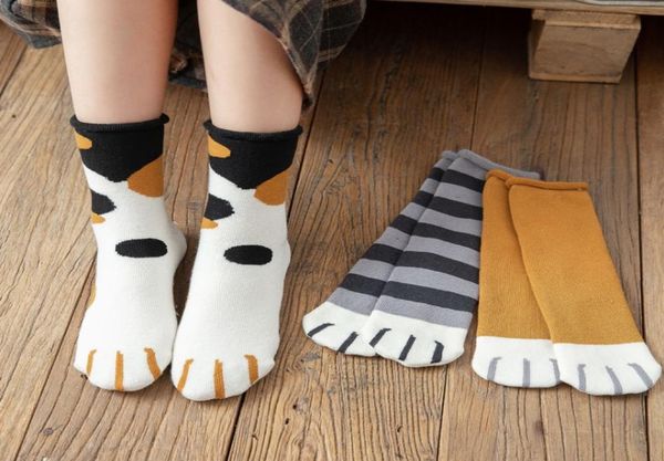 

new autumn winter cat paw cartoon pattern series cotton ladies socks funny cute style on christmas gift for women7648739, Pink;yellow