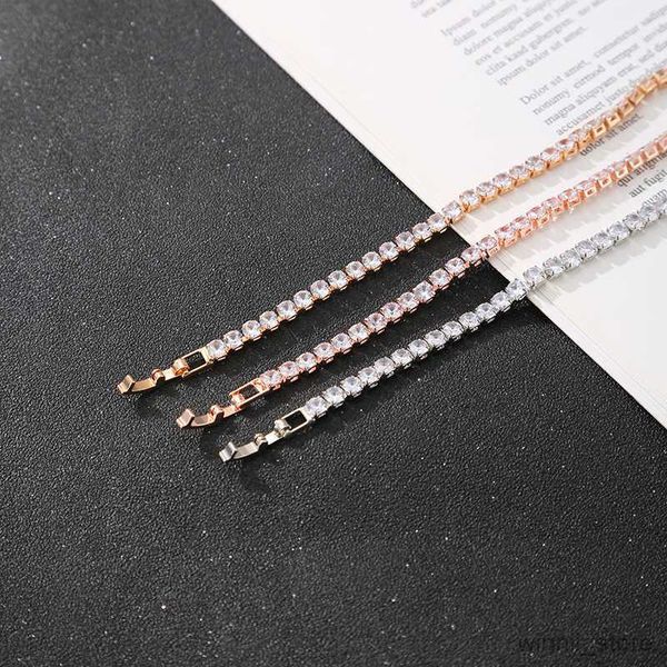 

charm bracelets silver color 4mm tennis bracelet bangle for women fashion classic wedding jewelry gift r230704, Golden;silver