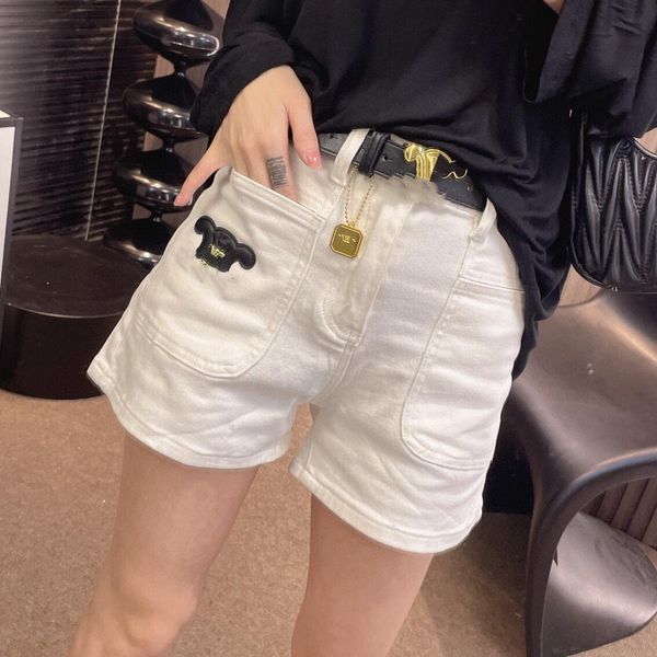 

designer jeans leggings pants high waist shorts classic luxury elastic fitness women's overall full tights workout high-end denim short, White;black