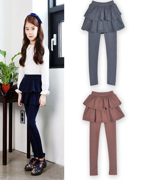 

girls leggings fake two pieces skirt pants autumn spring baby leggings boutique kids clothes children trousers tights 7 colors m108186068, Blue