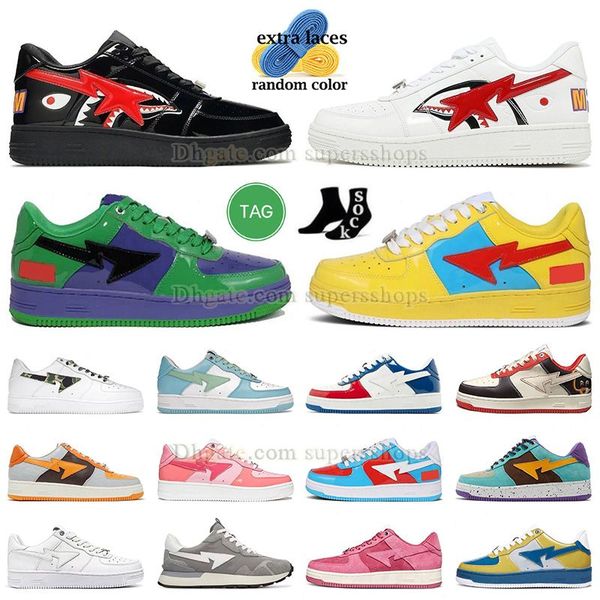 

ape sta casual shoes sk8 shark black designer abc camo combo green blue pink hul giant shark white france men women fashionable sports sneak