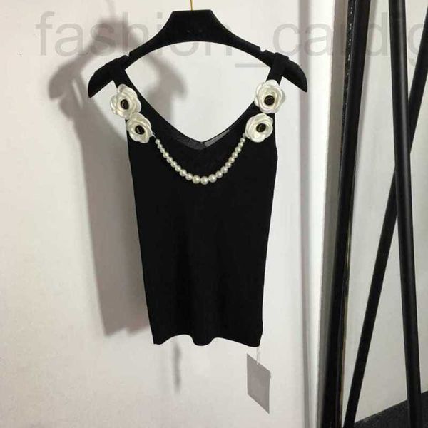 

women's tanks & camis designer 23ss brand women vest knit flower pearl camisole slim summer womens clothes a1 ww25, White