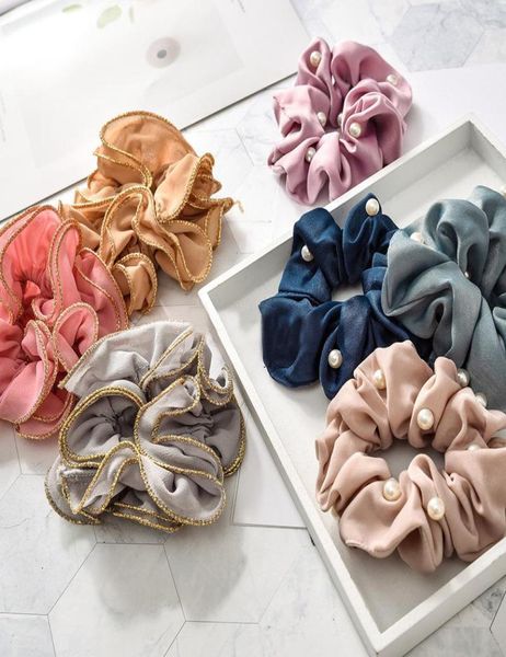 

women chiffon big scrunchies solid hair ties lace elastic hair bands summer headwear girls black cotton hair accessories2179760