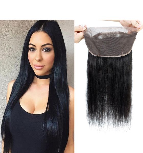 

360 lace frontal straight closure brazilian peruvian malaysian real virgin human hair one lace band frontal closure length 818 in5774780, Black;brown