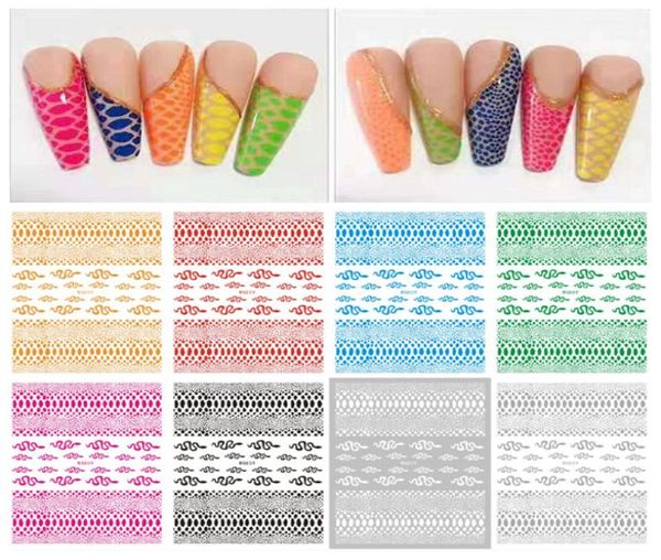 

nail art snake decals stickers laser gold silver colorful snakes printed 3d back glue nails decal sticker self adhesive acrylic ti3700068, Black