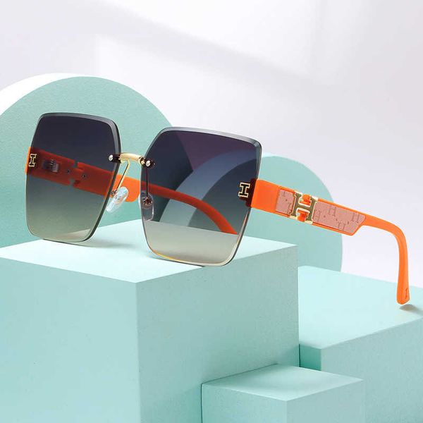 

2023 new women's tiktok same style h home driving rimless sunglasses are necessary for slim and concave shape, White;black