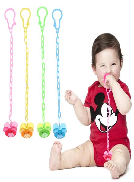 

4pcslot cute cartoon monkey bear baby pacifier clip with 26cm chain dummy fake nipple pacifier soother clip holders chain2251940